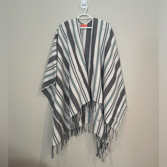 Joe Fresh Striped Poncho with Fringes - Picture 1 of 5